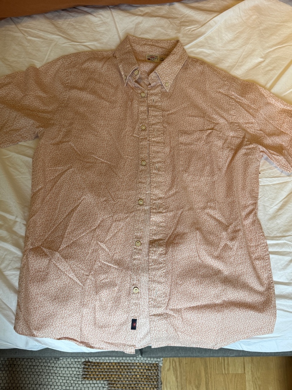 Faherty Light Pink Short-Sleeve Button-Down with Micro Pattern